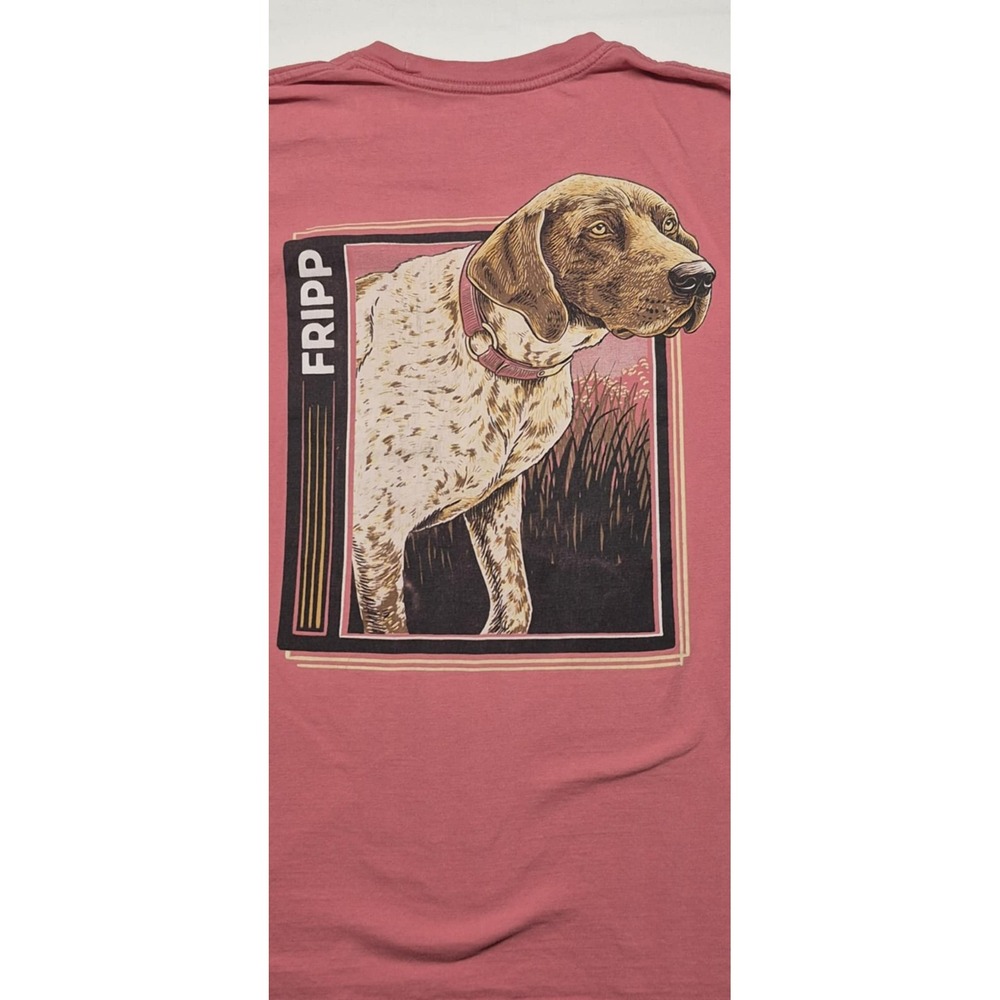 Fripp men's red dog theme short sleeve graphic‎ t-shirt sz. S 100% cotton